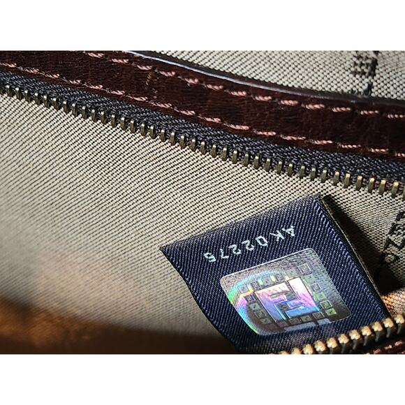 Fendi Western Zucchino Tote Shoulder Bag Brown Canvas and Leather Trim Vintage - Picture 10 of 15